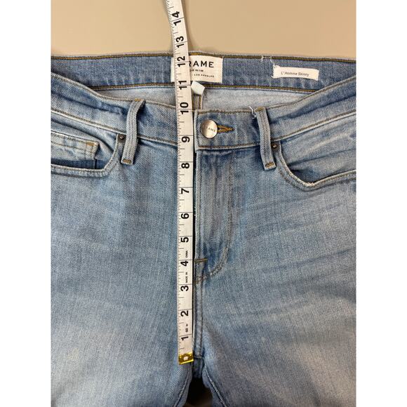 Frame Womens Size 31 L’Homme Skinny Jeans Blue Denim Medium Wash Made in USA - Picture 8 of 13